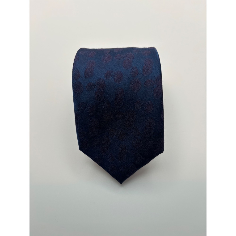 Pronto Uomo Mens Navy Blue Burgundy Floral Silk Blend Necktie Accessory